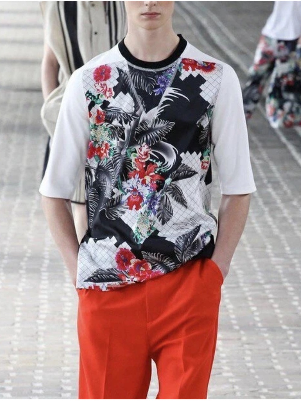 3.1 Phillip Lim Men's Floral Print T Shirt With Zippers SS14 Runway Size Small